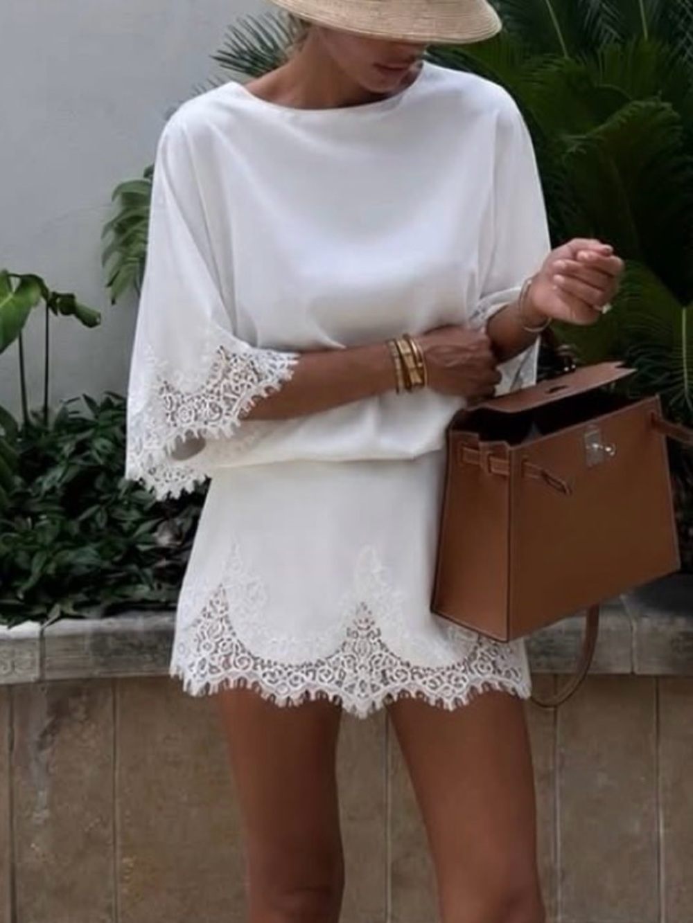 NWT Lace-Trim White Mini Dress